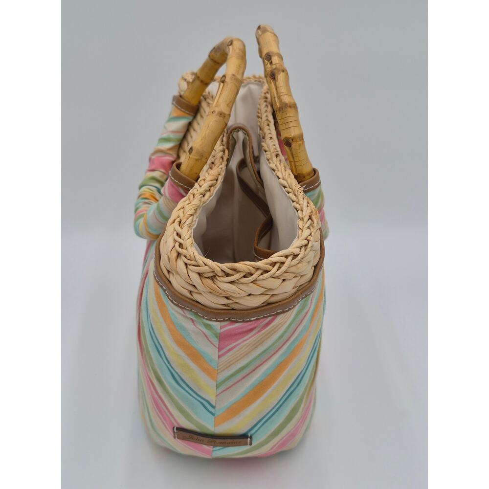 John Romaine Woven Straw Ratan Basket Handbag Purse Cottage HB001 - Picture 3 of 5